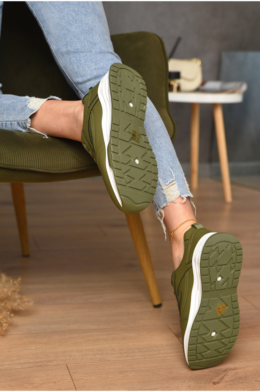 Кроссовки женские цвета хаки на шнуровке 186-144 165948