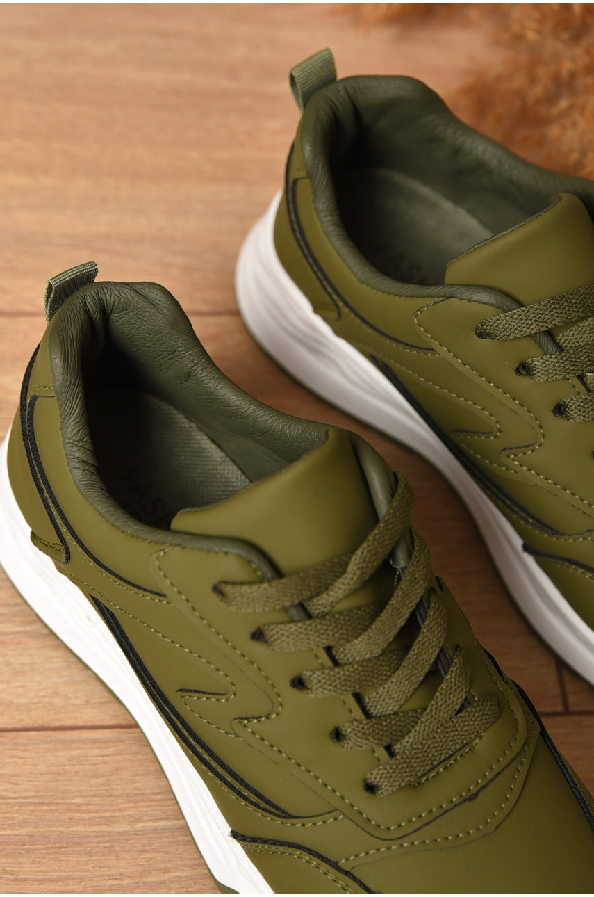 Кроссовки женские цвета хаки на шнуровке 186-144 165948