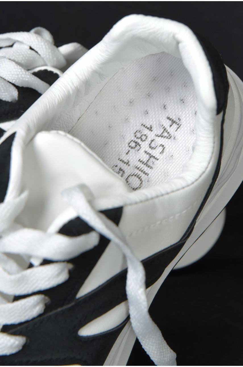 Кроссовки женские черно-белого цвета на шнуровке 186-158 165973