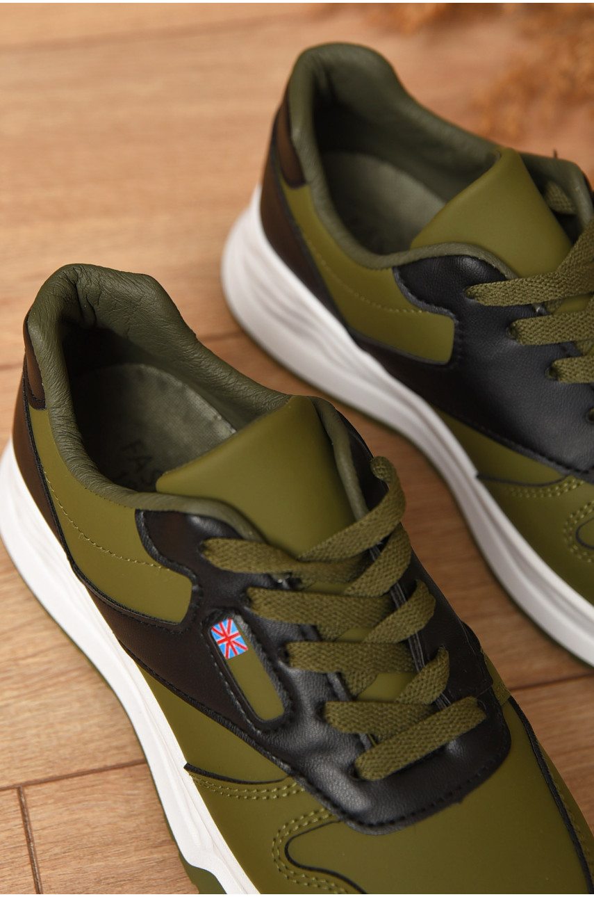 Кроссовки женские цвета хаки на шнуровке 186-136 165990