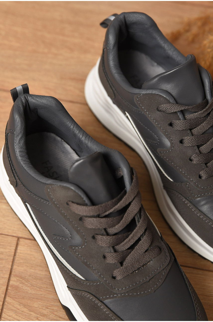 Кроссовки женские темно-серого цвета на шнуровке 186-139 166002