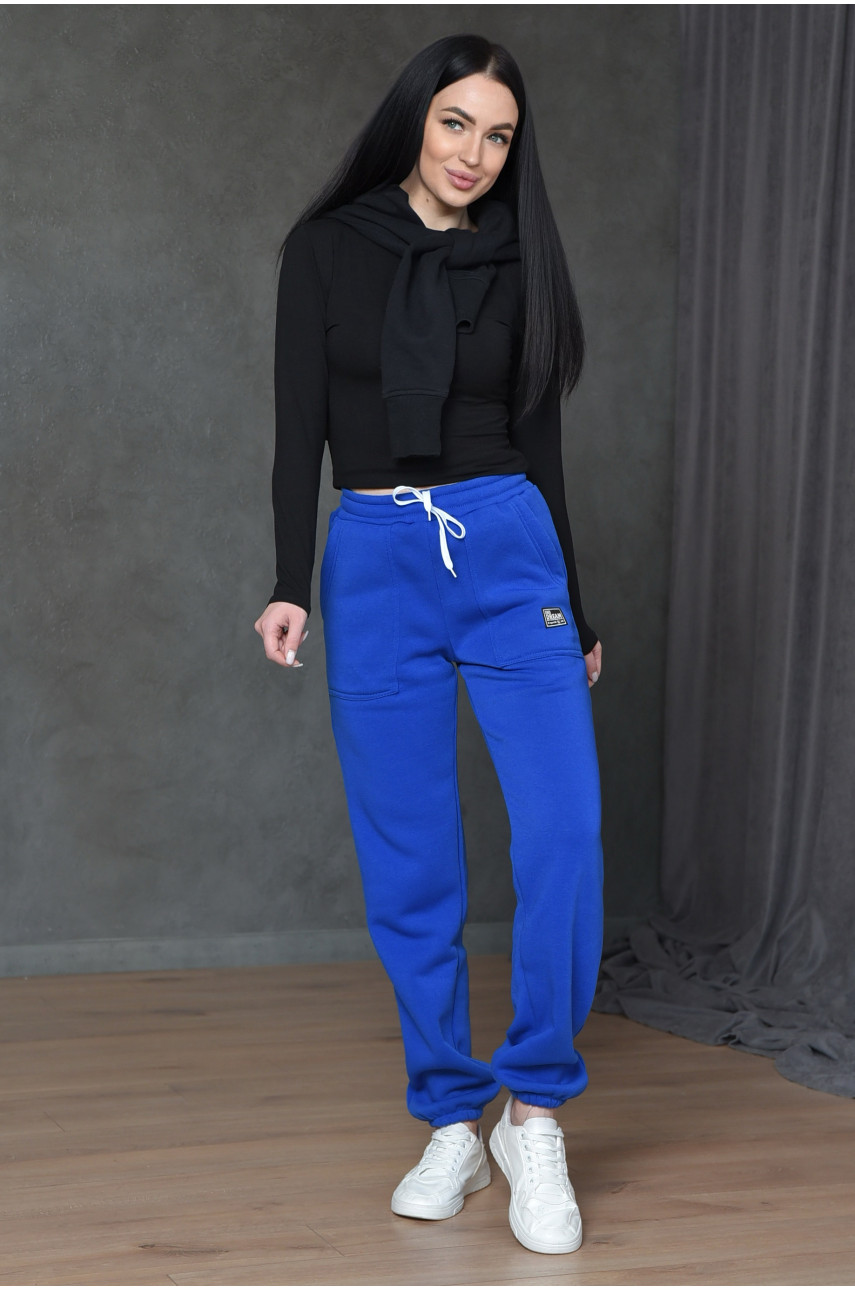 Спортивні штани жіночі на флісі синього кольору 1850 166118