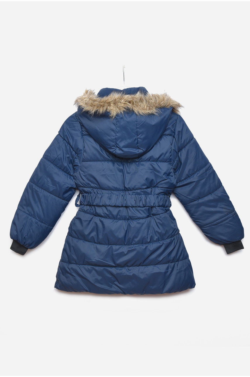 Куртка детская зимняя для девочки темно-синего цвета 166570