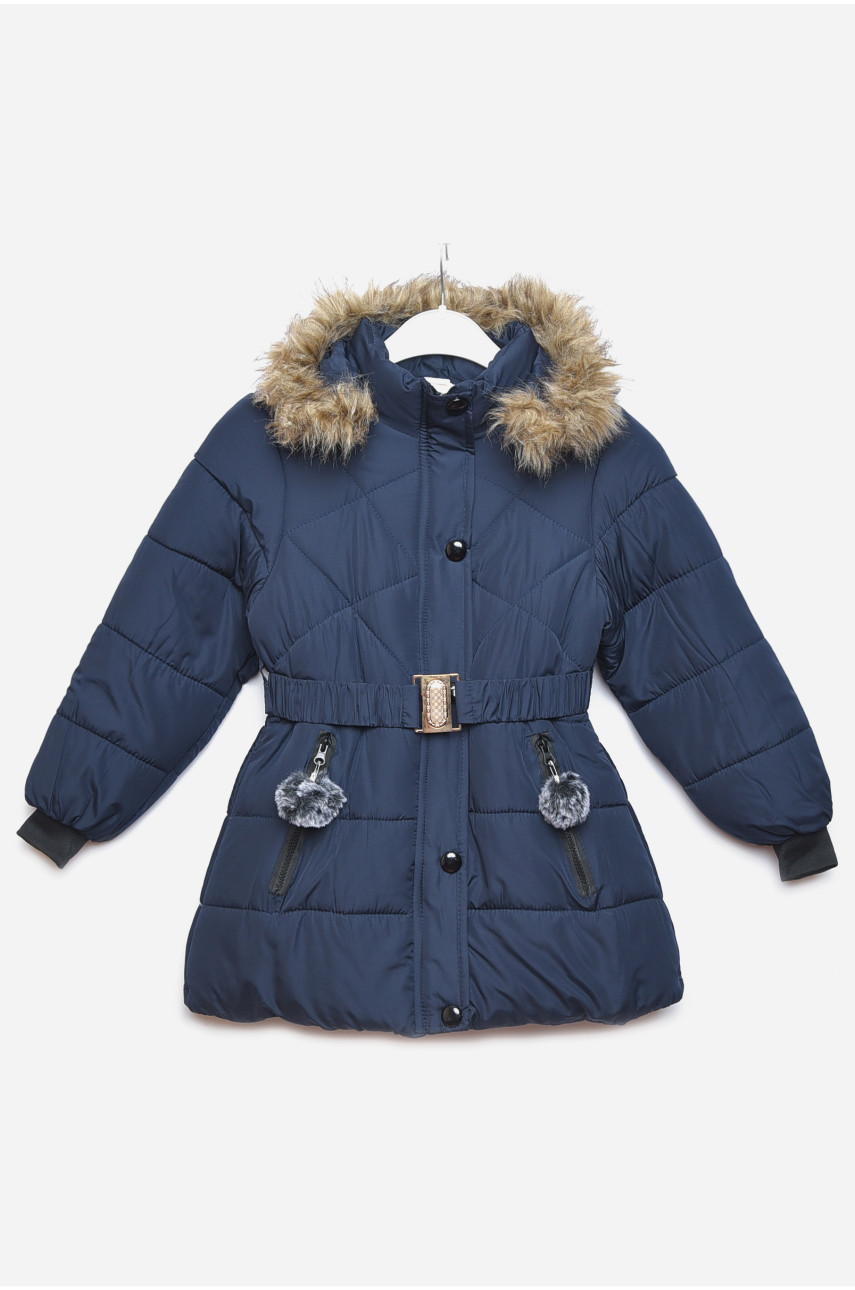 Куртка детская зимняя для девочки темно-синего цвета 166571