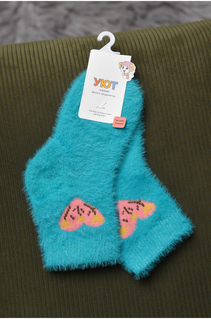 Шкарпетки дитячі для дівчинки норка бірюзового кольору М-6 167135