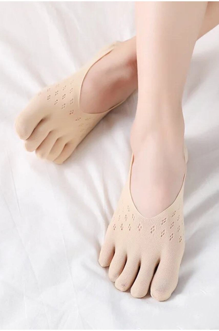 Следки женские с пальцами капроновые размер 35-40 бежевого цвета 167565 Следки женские с пальцами капроновые размер 35-40 бежевого цвета 167565