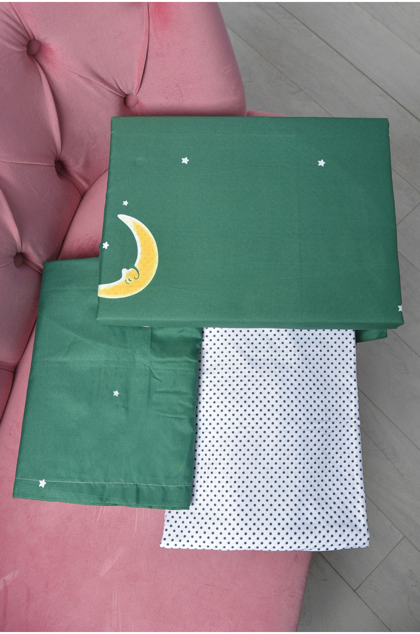 Комплект постельного белья бело-зеленого цвета двуспальный 21-01-KCG 167744