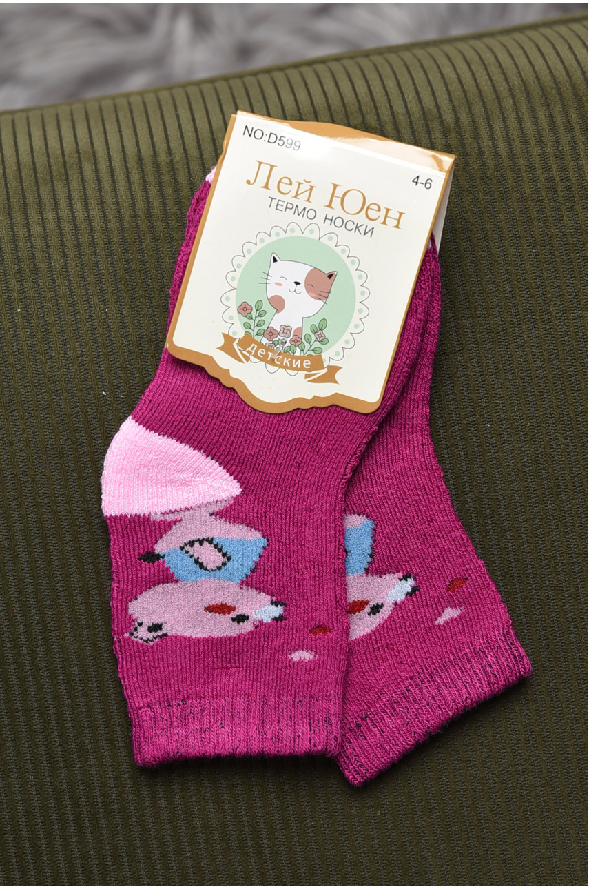 Шкарпетки дитячі махрові  для дівчинки фіолетового кольору D599 167841