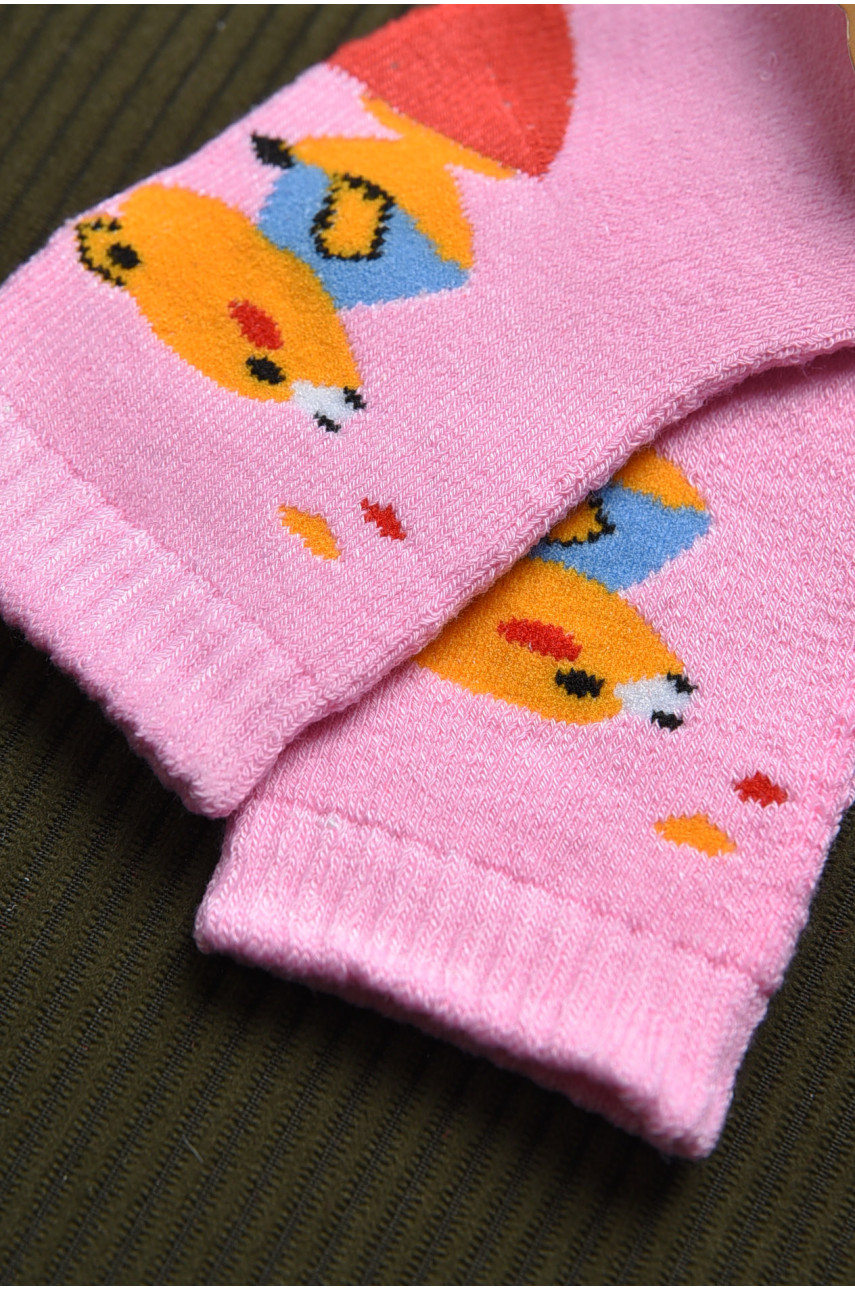 Шкарпетки дитячі махрові  для дівчинки рожевого кольору D599 167842