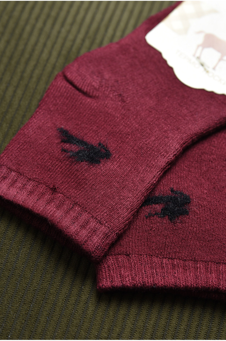 Шкарпетки дитячі махрові бордового кольору 597 167862