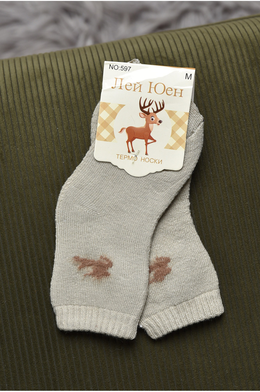 Шкарпетки дитячі махрові темно-бежевого кольору 597 167864