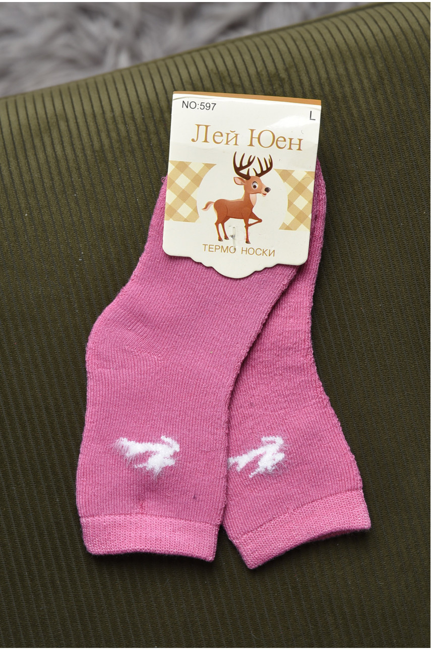 Носки детские махровые для девочки розового цвета 597 167868