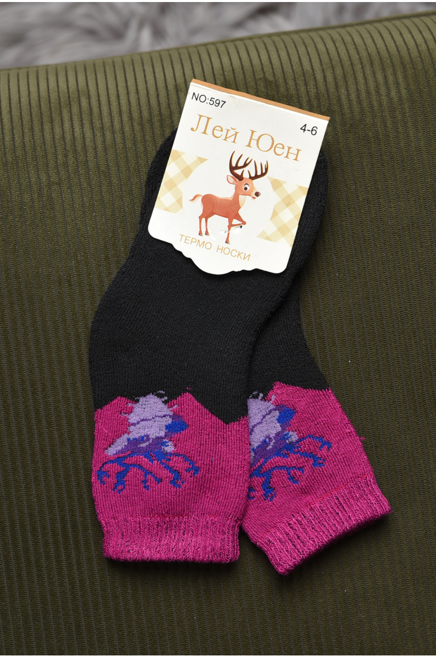 Шкарпетки дитячі махрові для дівчинки чорного кольору 597 167872