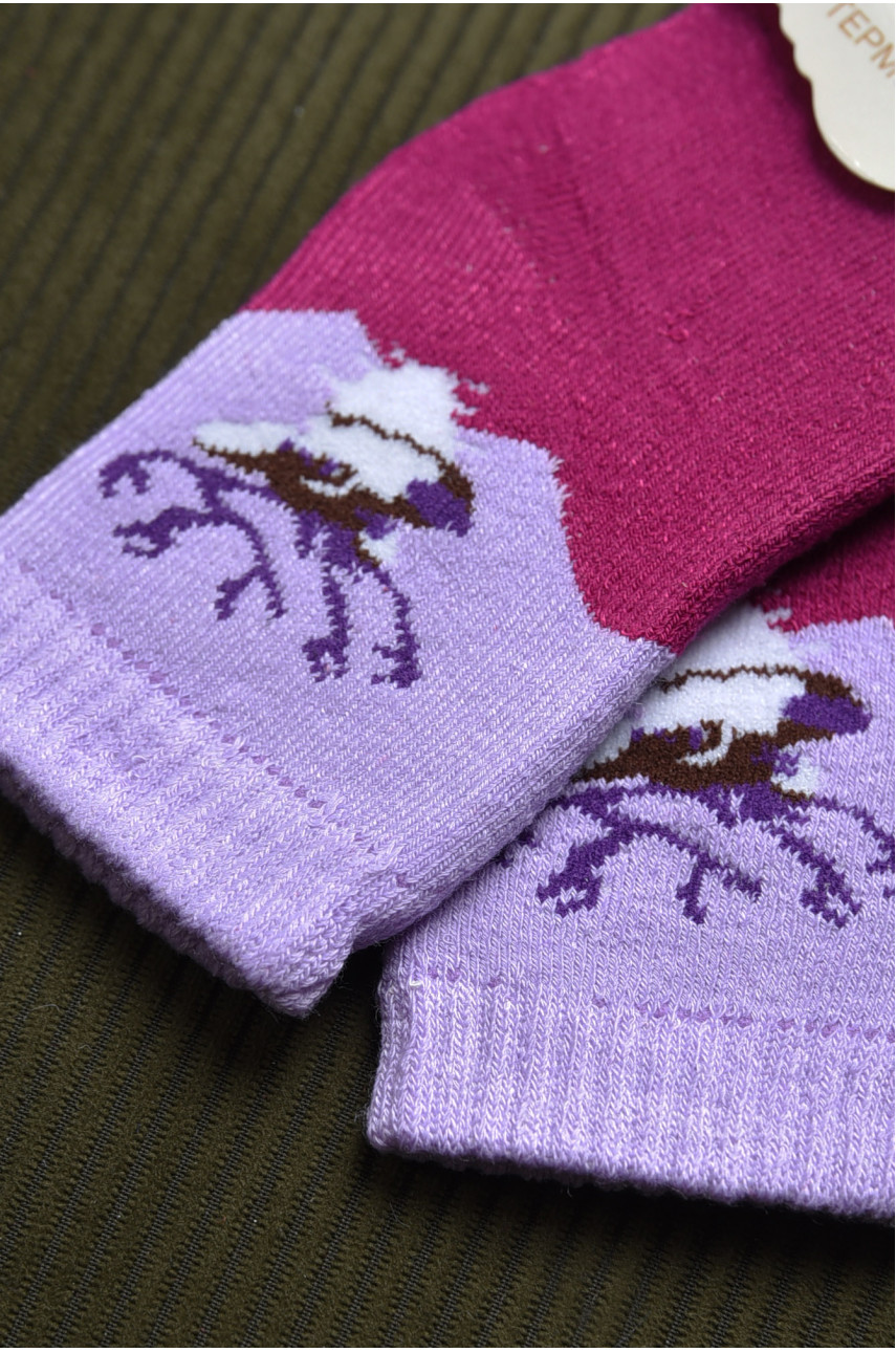 Носки детские махровые для девочки фиолетового цвета 597 167873