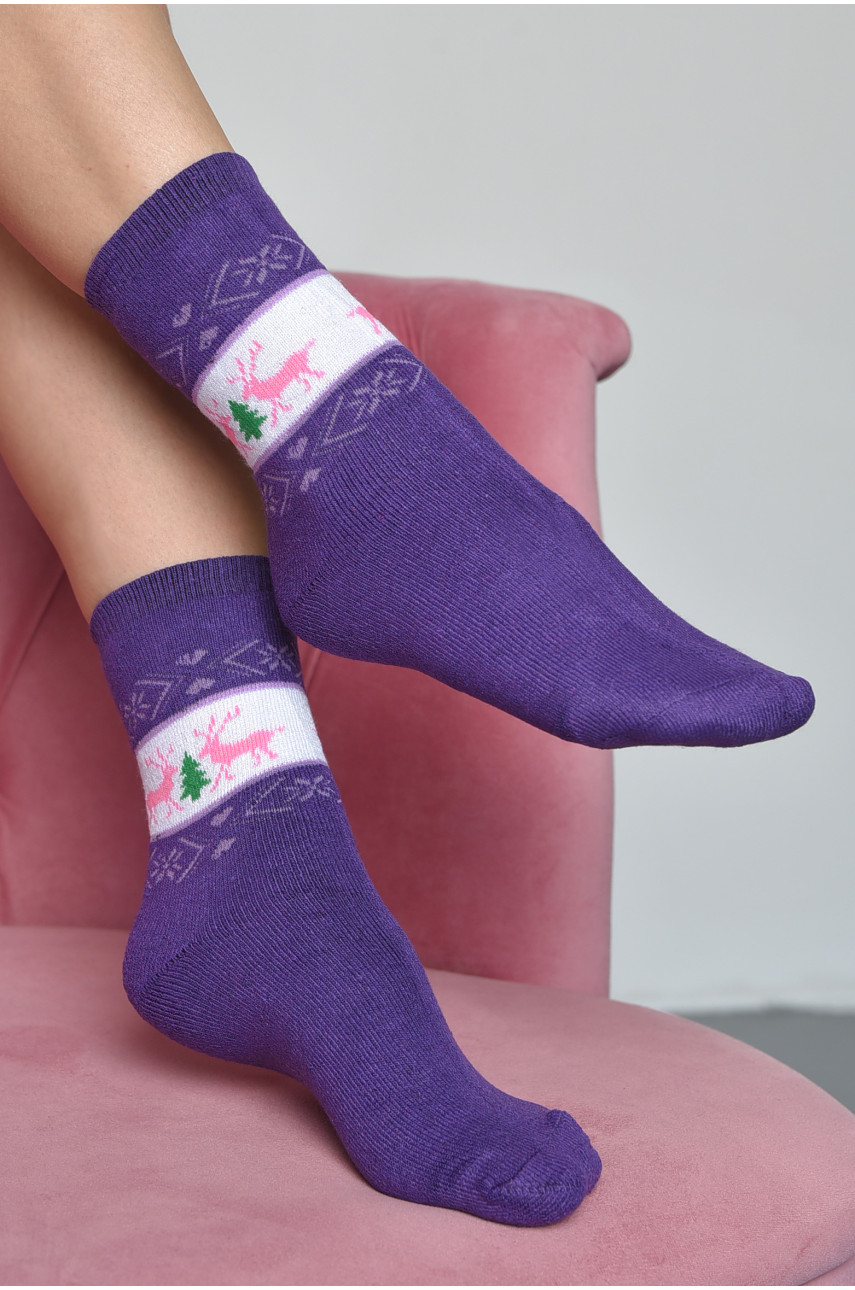 Носки махровые женские фиолетового цвета размер 37-42 701 167992