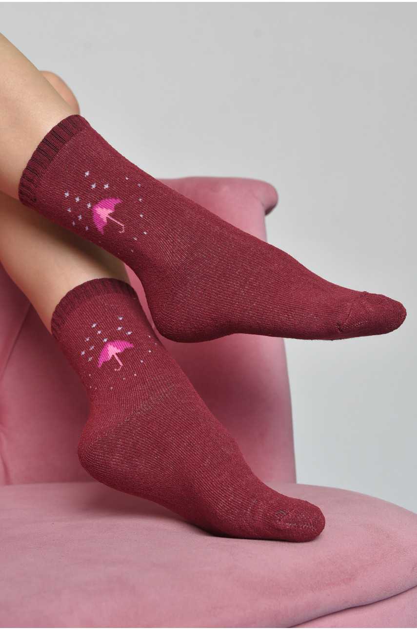 Шкарпетки махрові жіночі бордового кольору розмір 37-42 778 168019