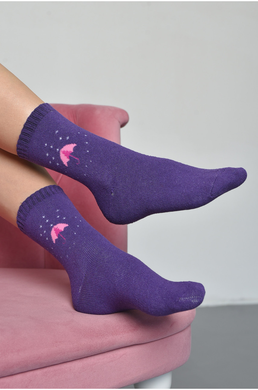 Шкарпетки махрові жіночі фіолетового кольору розмір 37-42 778 168021