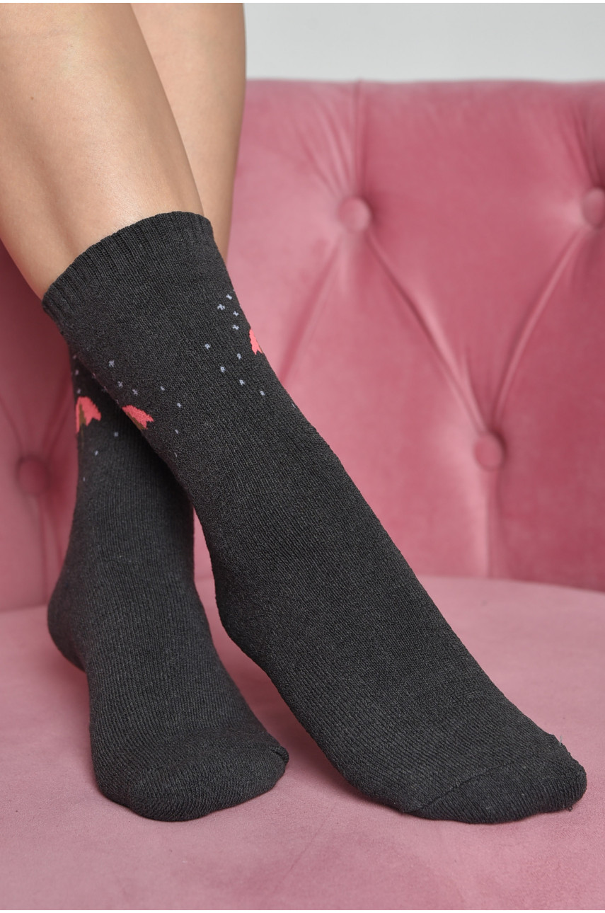 Шкарпетки махрові жіночі темно-сірого кольору розмір 37-42 778 168022