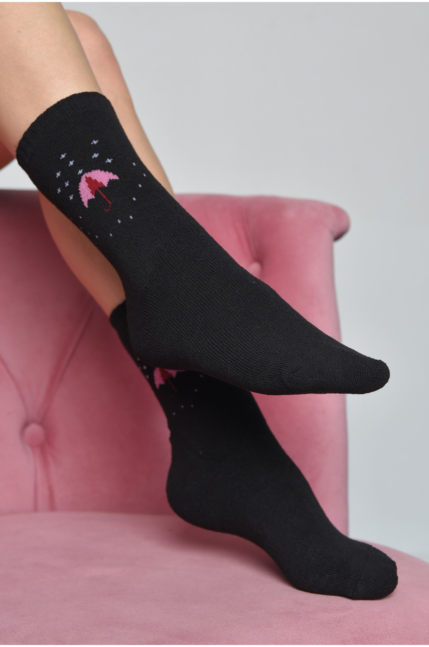 Шкарпетки махрові жіночі чорного кольору розмір 37-42 778 168026