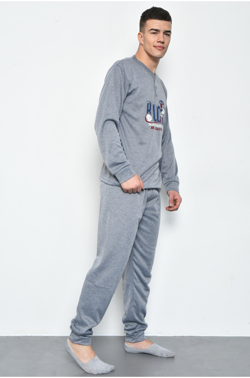 Пижама мужская с начесом полубатальная серого цвета 5023 168053