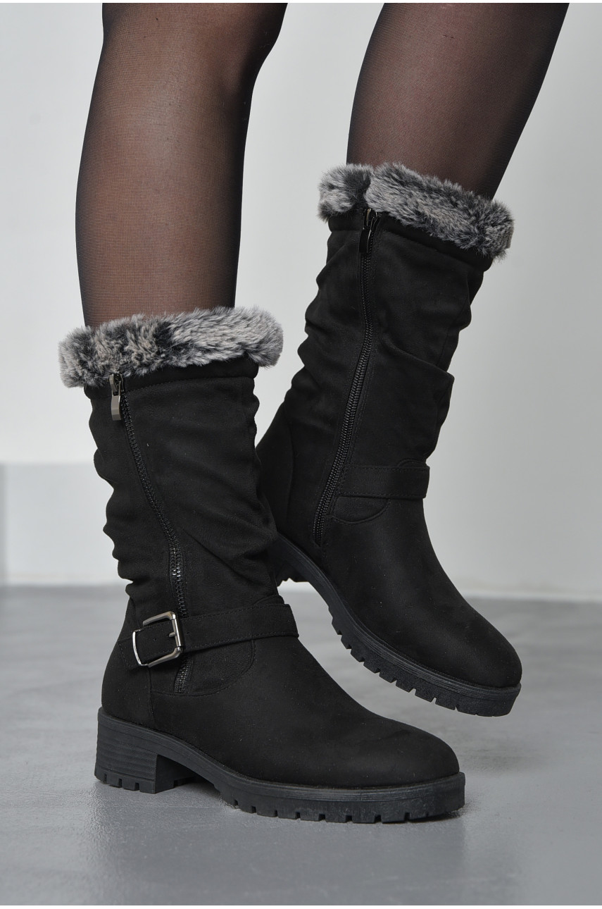 Напівчоботи жіночі демісезонні чорного кольору 168089