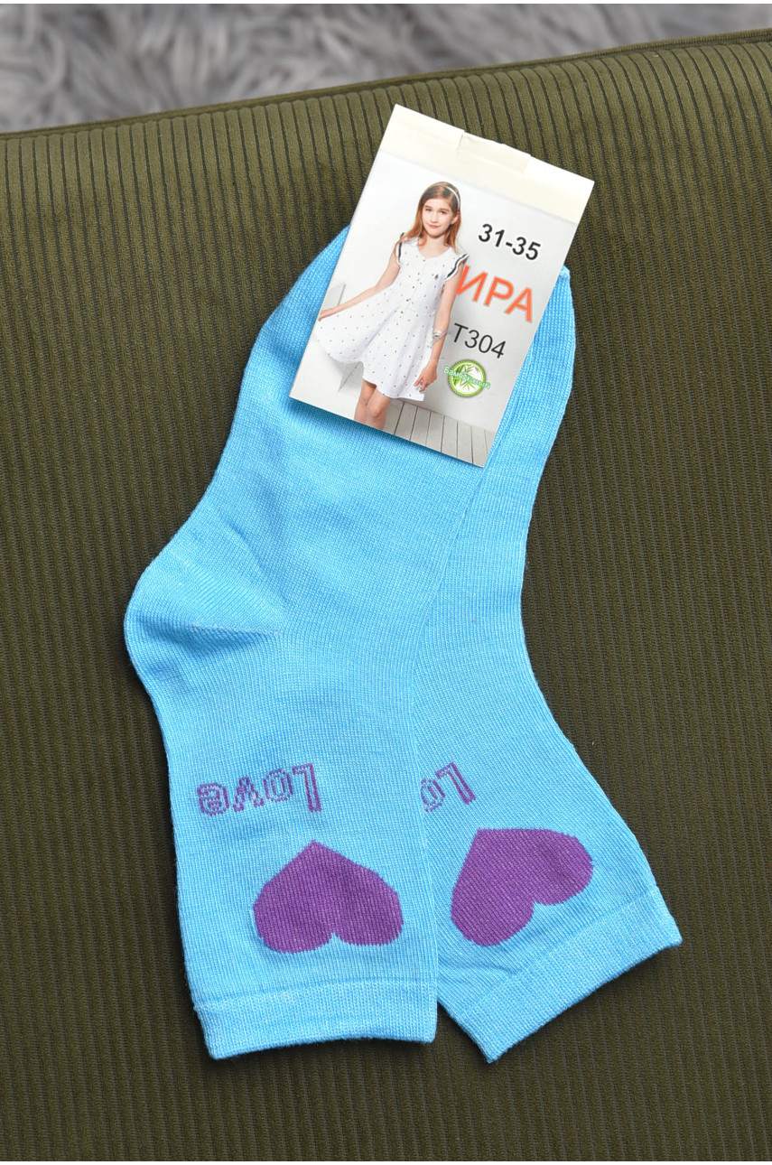Носки для девочки бирюзового цвета с рисунком Т304 168275