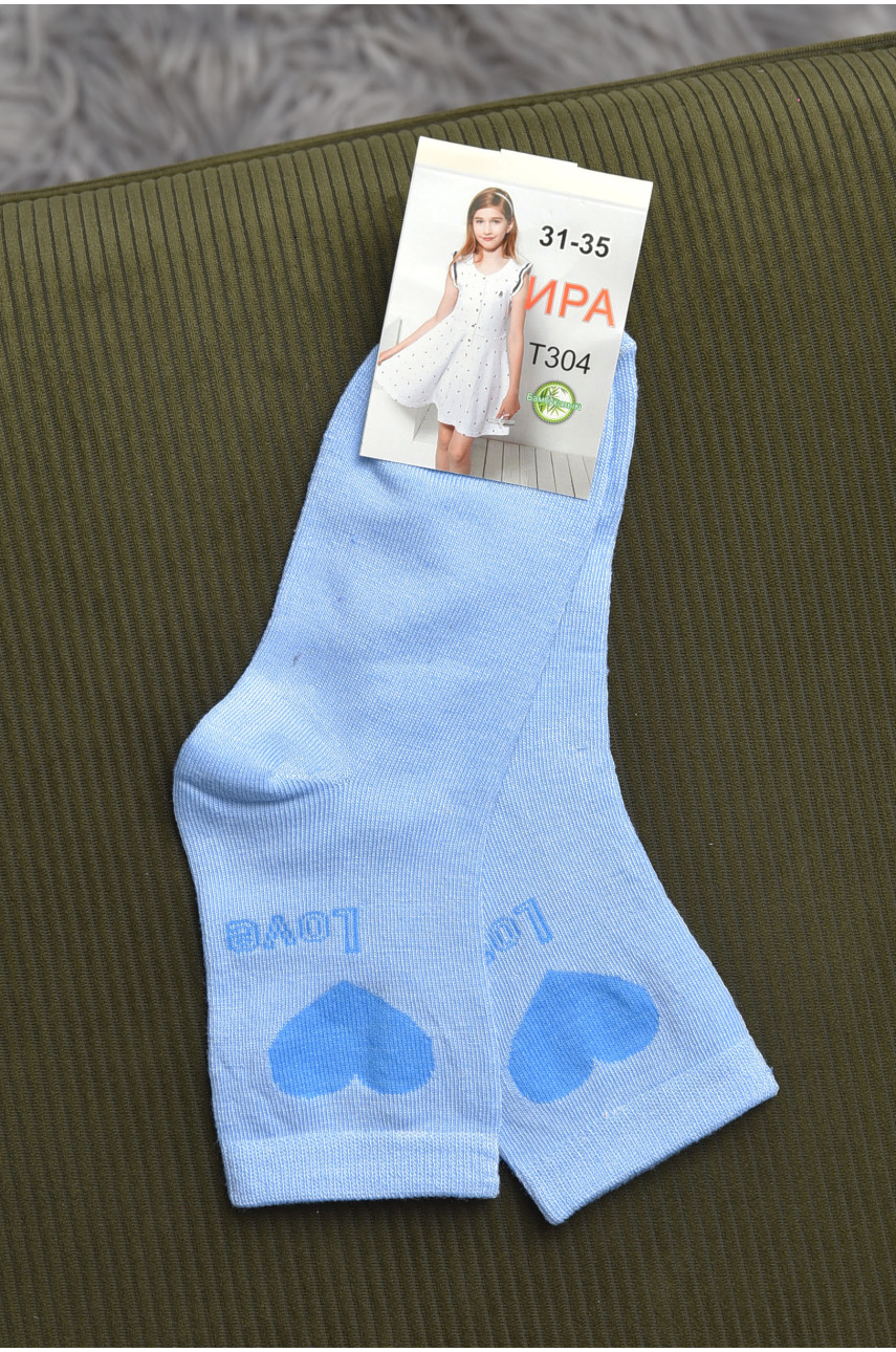 Носки для девочки голубого цвета с рисунком Т304 168276