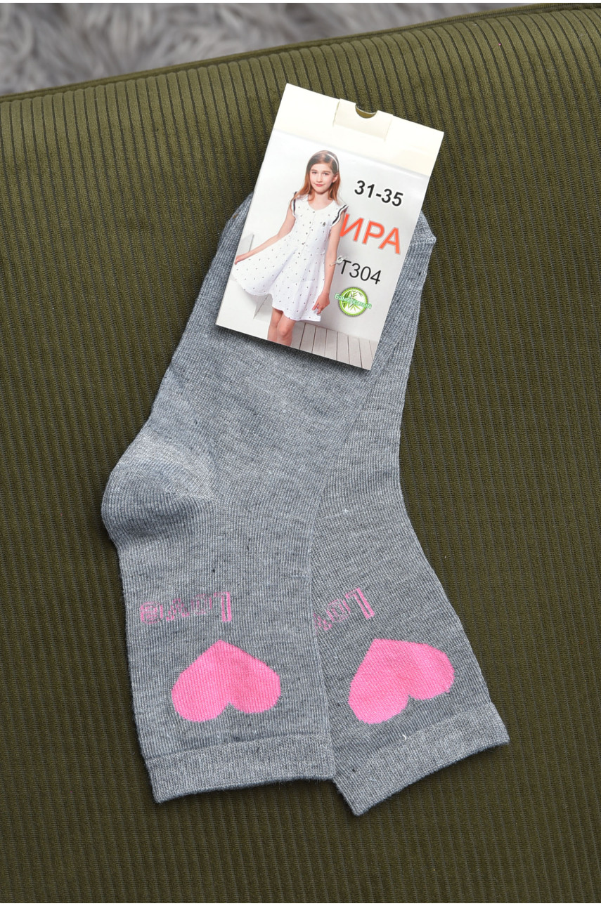 Шкарпетки для дівчинки сірого кольору з малюнком Т304 168278