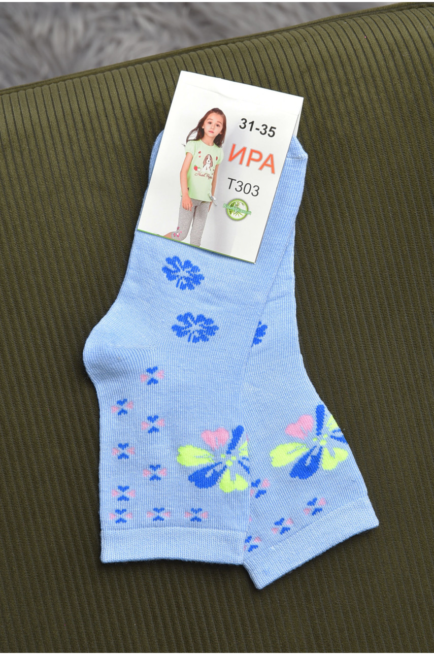 Носки для девочки голубого цвета с рисунком Т303 168280