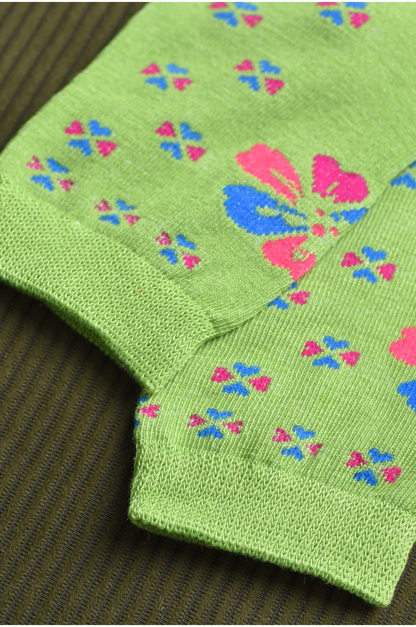 Носки для девочки зеленого цвета с рисунком Т303 168281