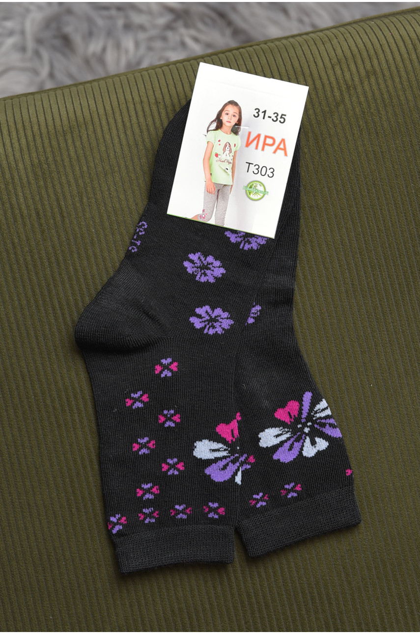 Шкарпетки для дівчинки чорного кольору з малюнком Т303 168282