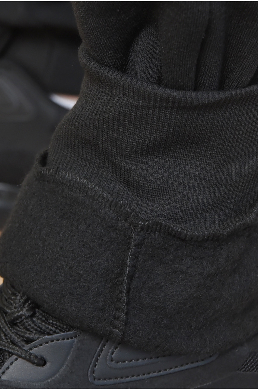 Спортивні штани чоловічі на флісі чорного кольору 405 168298 Спортивні штани чоловічі на флісі чорного кольору 405 168298