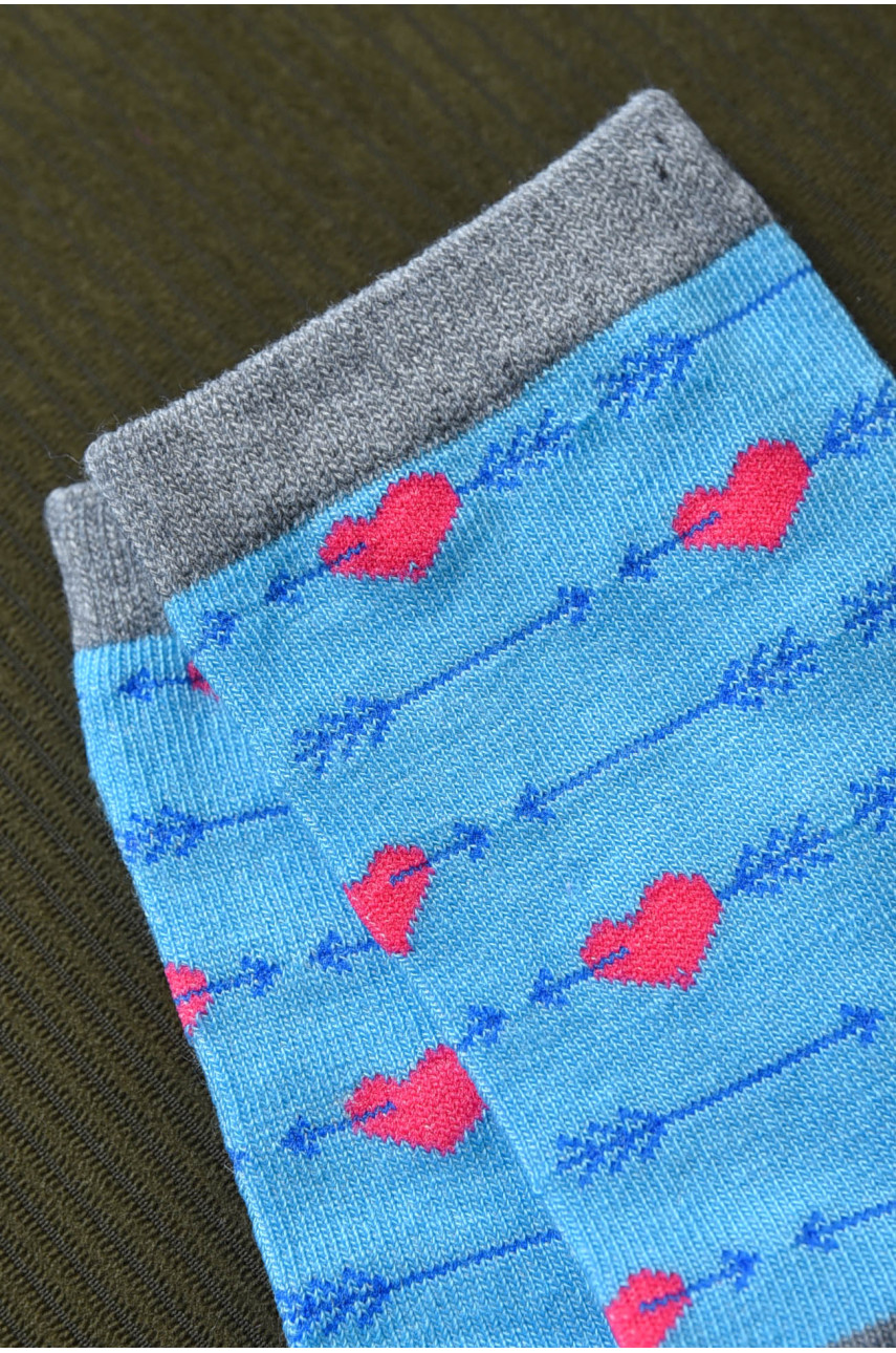 Носки для девочки голубого цвета с рисунком Т301 168388