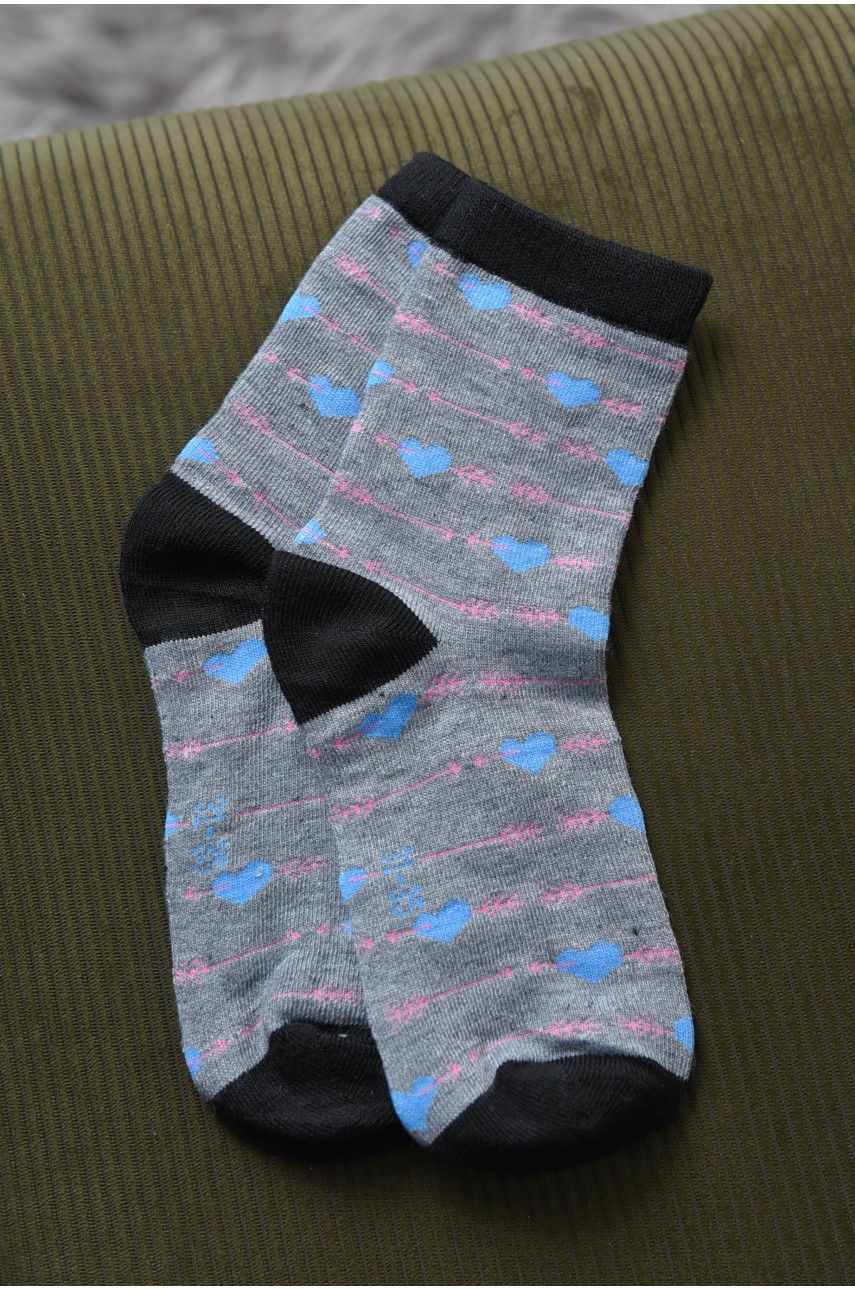 Шкарпетки для дівчинки сірого кольору з малюнком Т301 168395