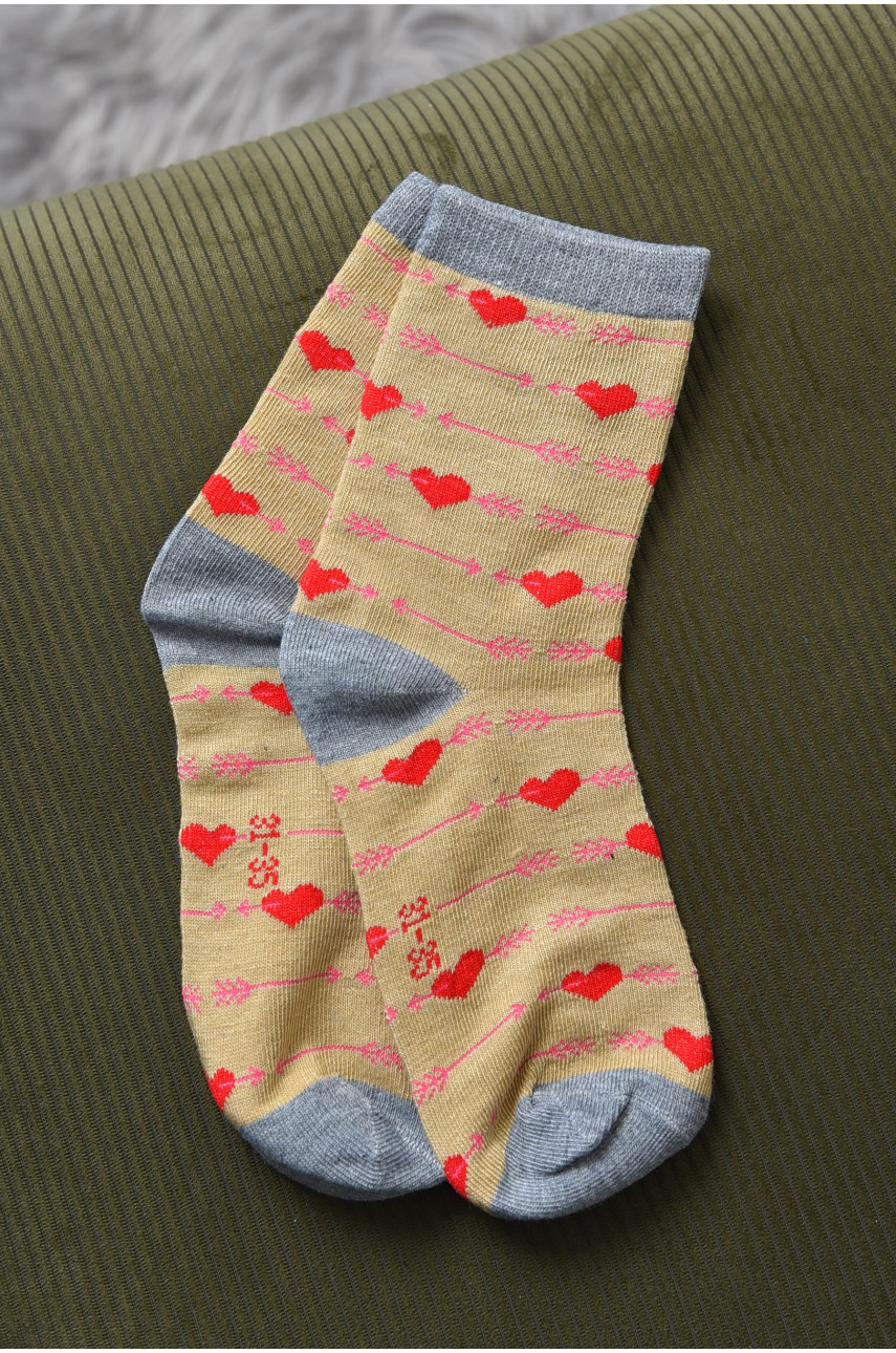 Носки для девочки бежевого цвета с рисунком Т301 168396