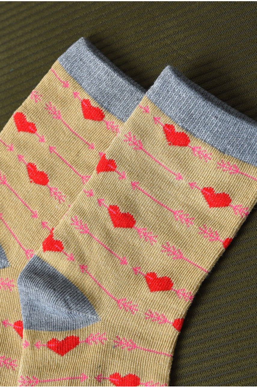 Шкарпетки для дівчинки бежевого кольору з малюнком Т301 168396