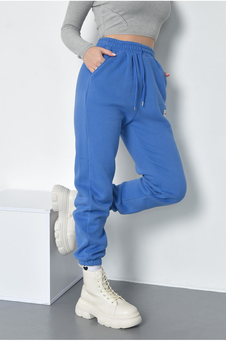 Спортивные штаны женские на флисе синего цвета 21333 168421