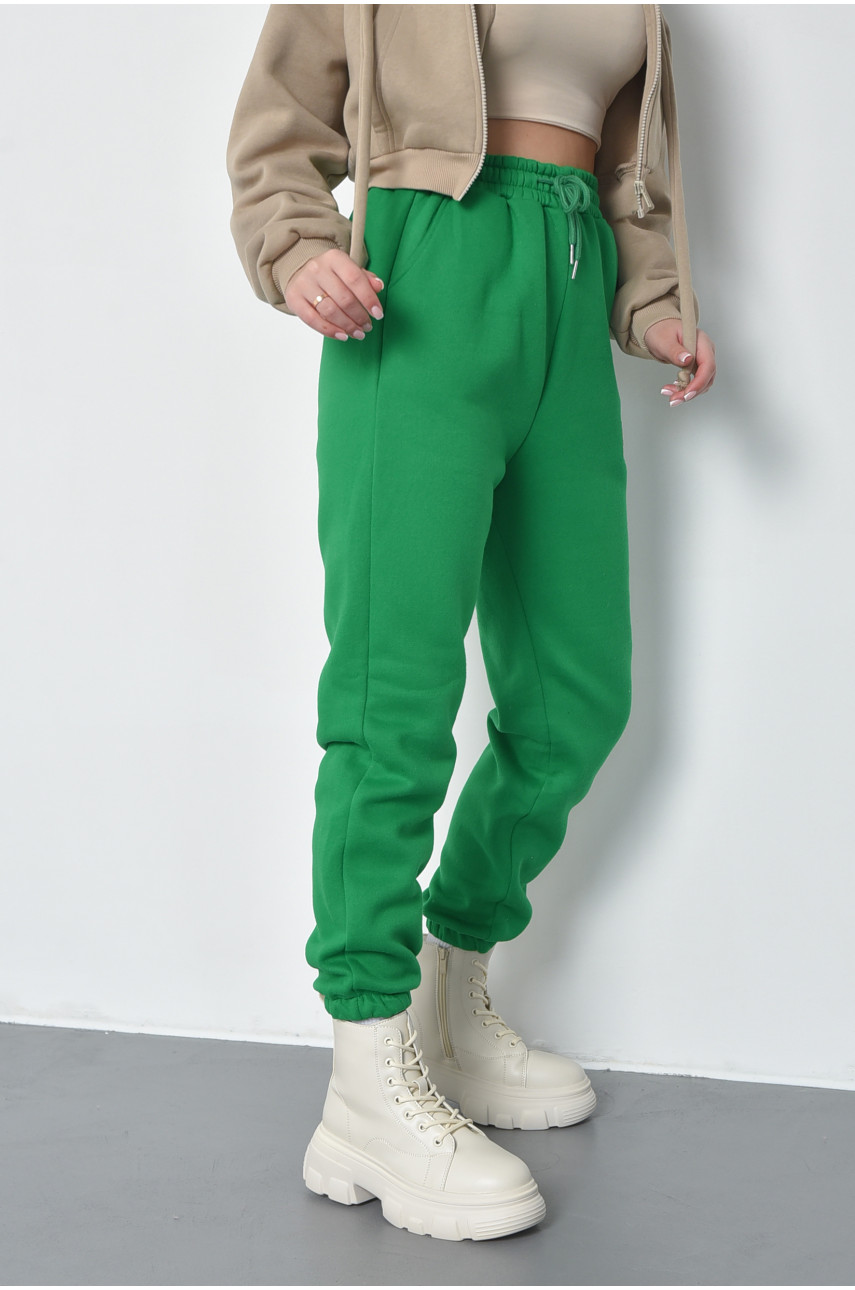 Спортивні штани жіночі на флісі зеленого кольору 21333 168423