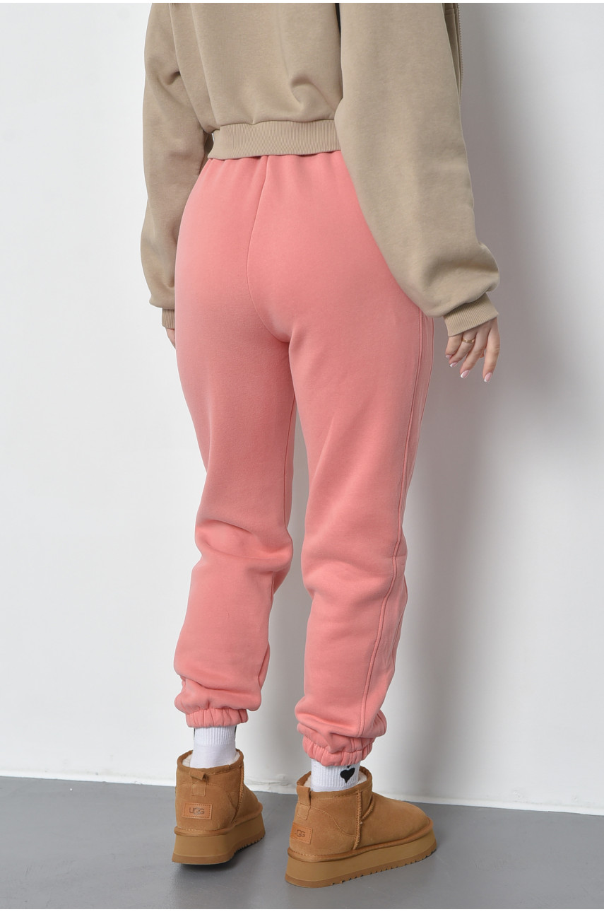 Спортивные штаны женские на флисе персикового цвета 21335 168426