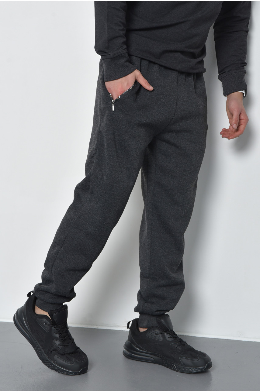 Спортивные штаны мужские на флисе темно-серого цвета RK751 168437