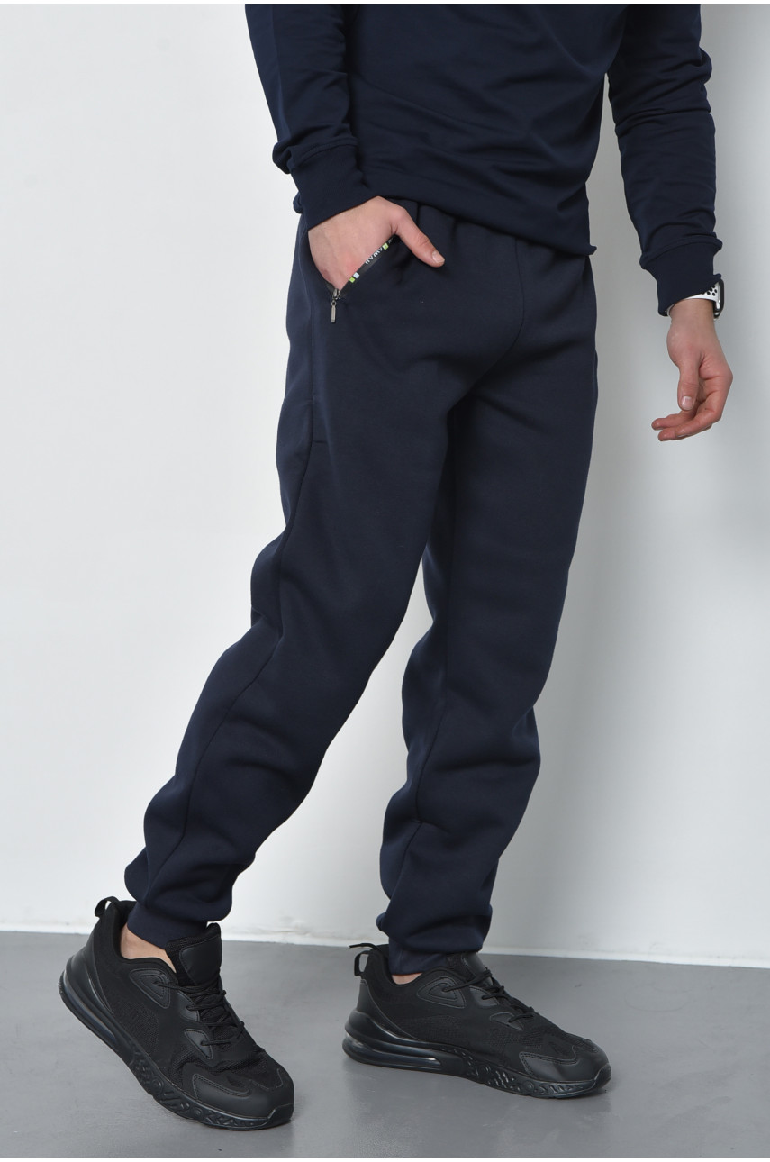 Спортивные штаны мужские на флисе темно-синего цвета RK751 168439