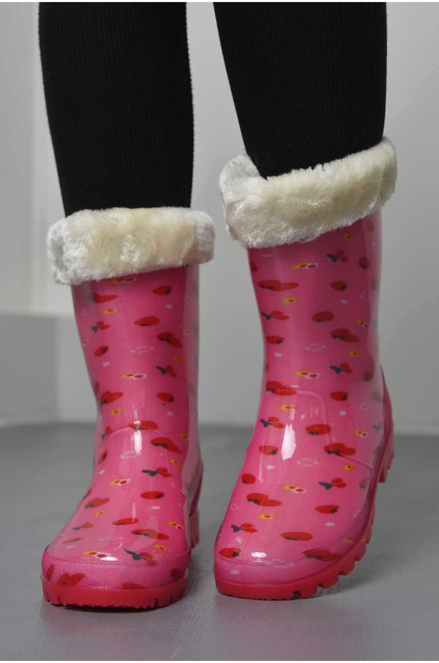 Сапоги резиновые для девочки розового цвета со сьемным утеплителем 005-301 168586