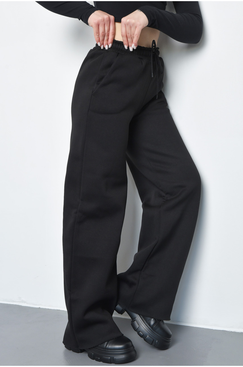 Спортивные штаны женские на флисе черного цвета 233 168619