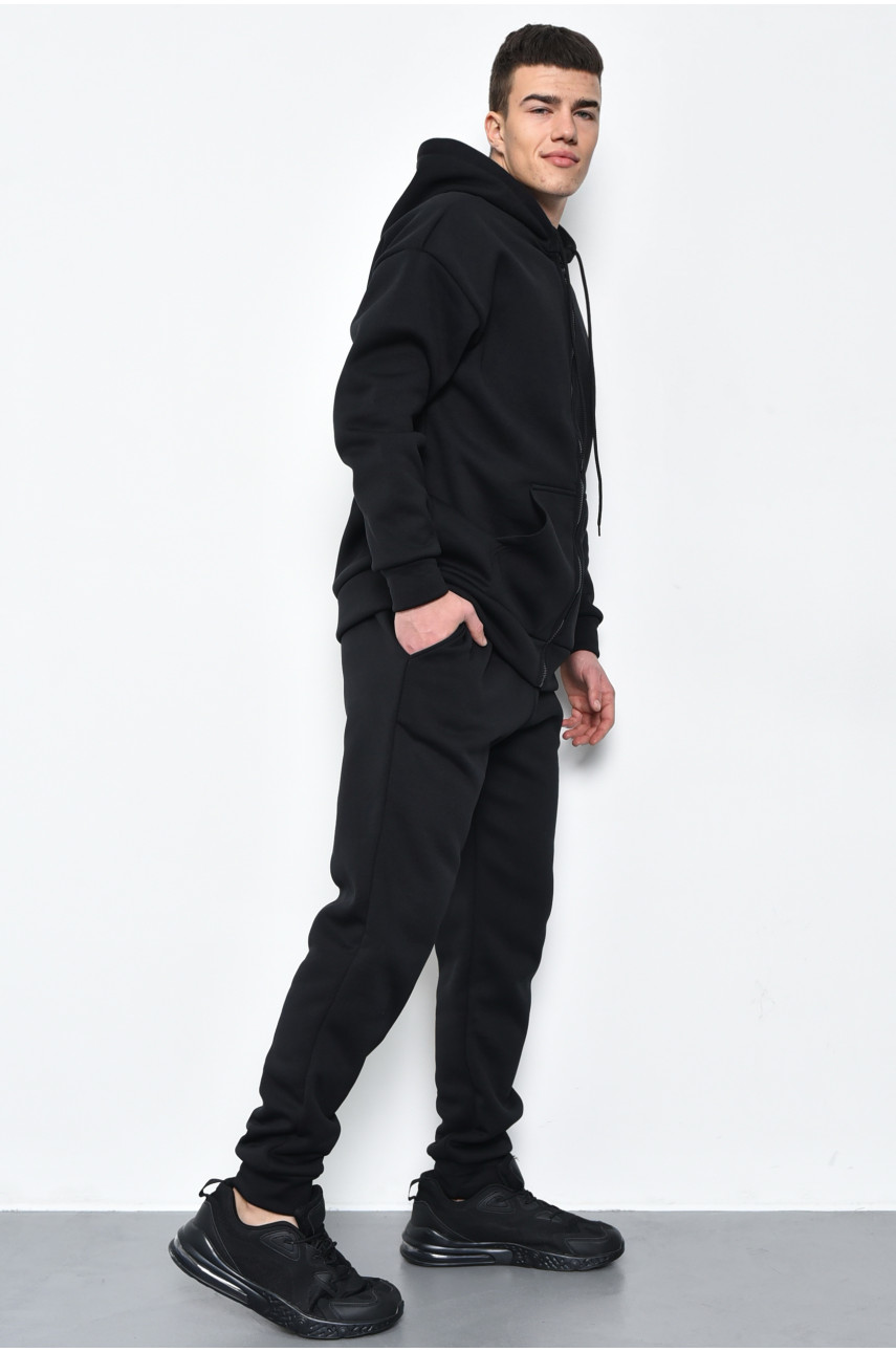 Спортивный костюм мужской на флисе черного цвета 1668 168640
