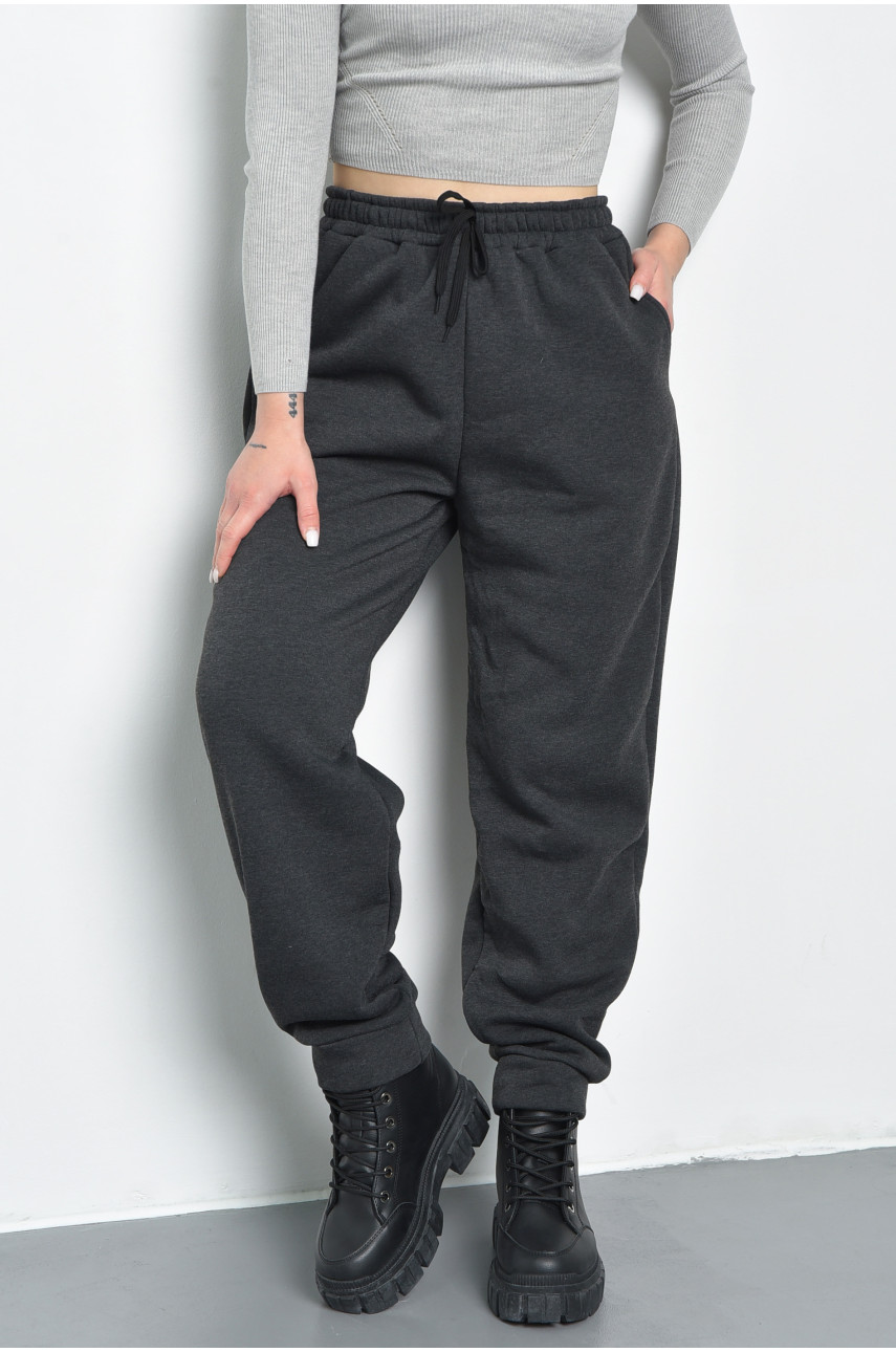 Спортивные штаны женские на флисе серого цвета 168651
