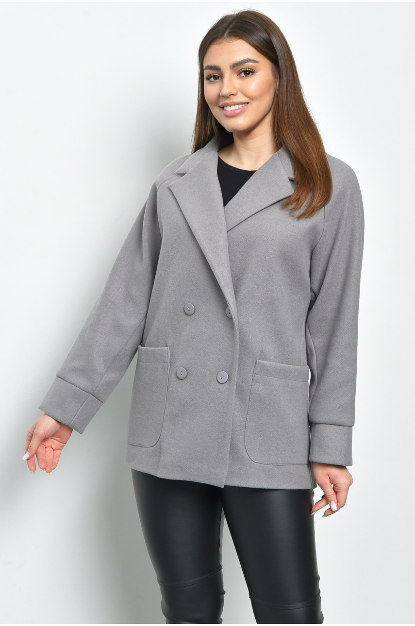 Пальто женское кашемировое серого цвета 528 168684