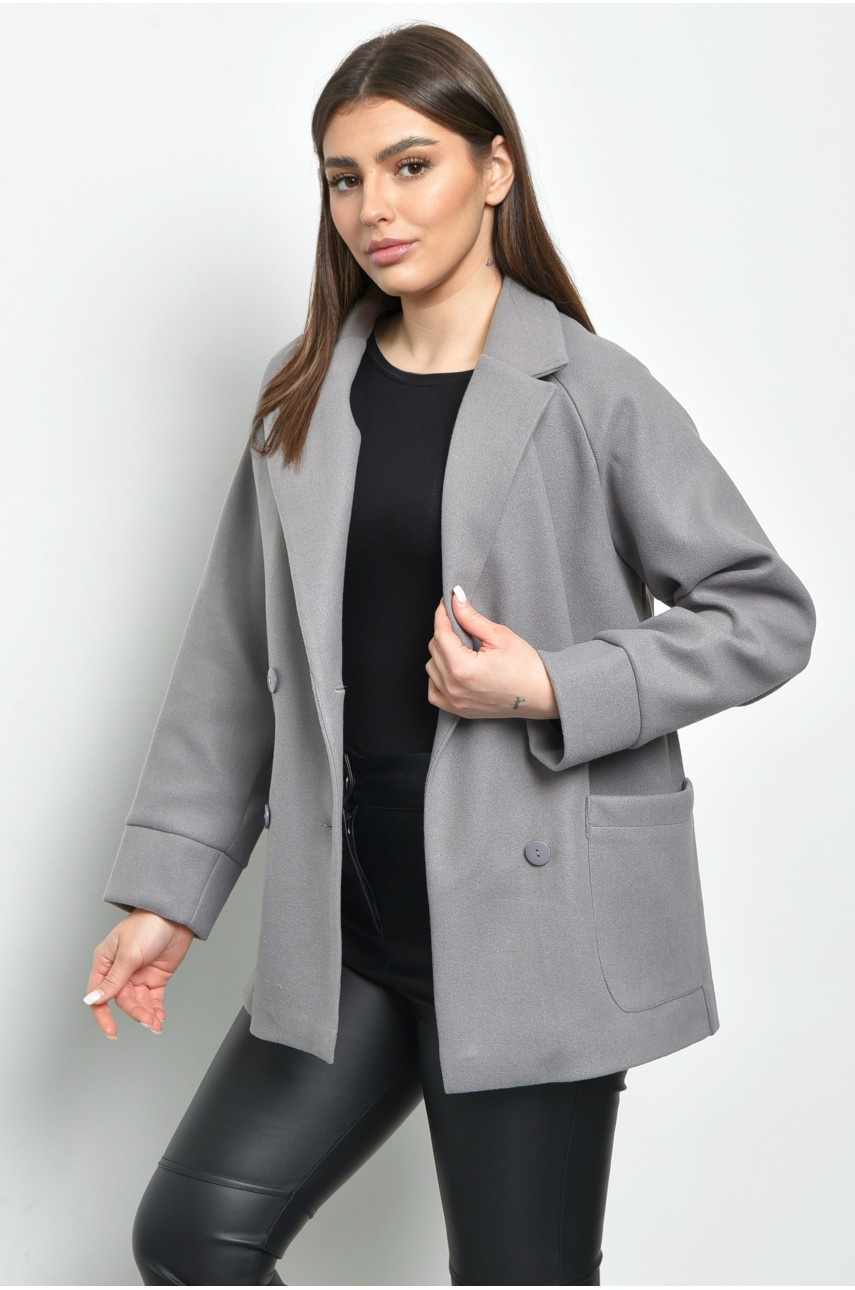 Пальто женское кашемировое серого цвета 528 168684