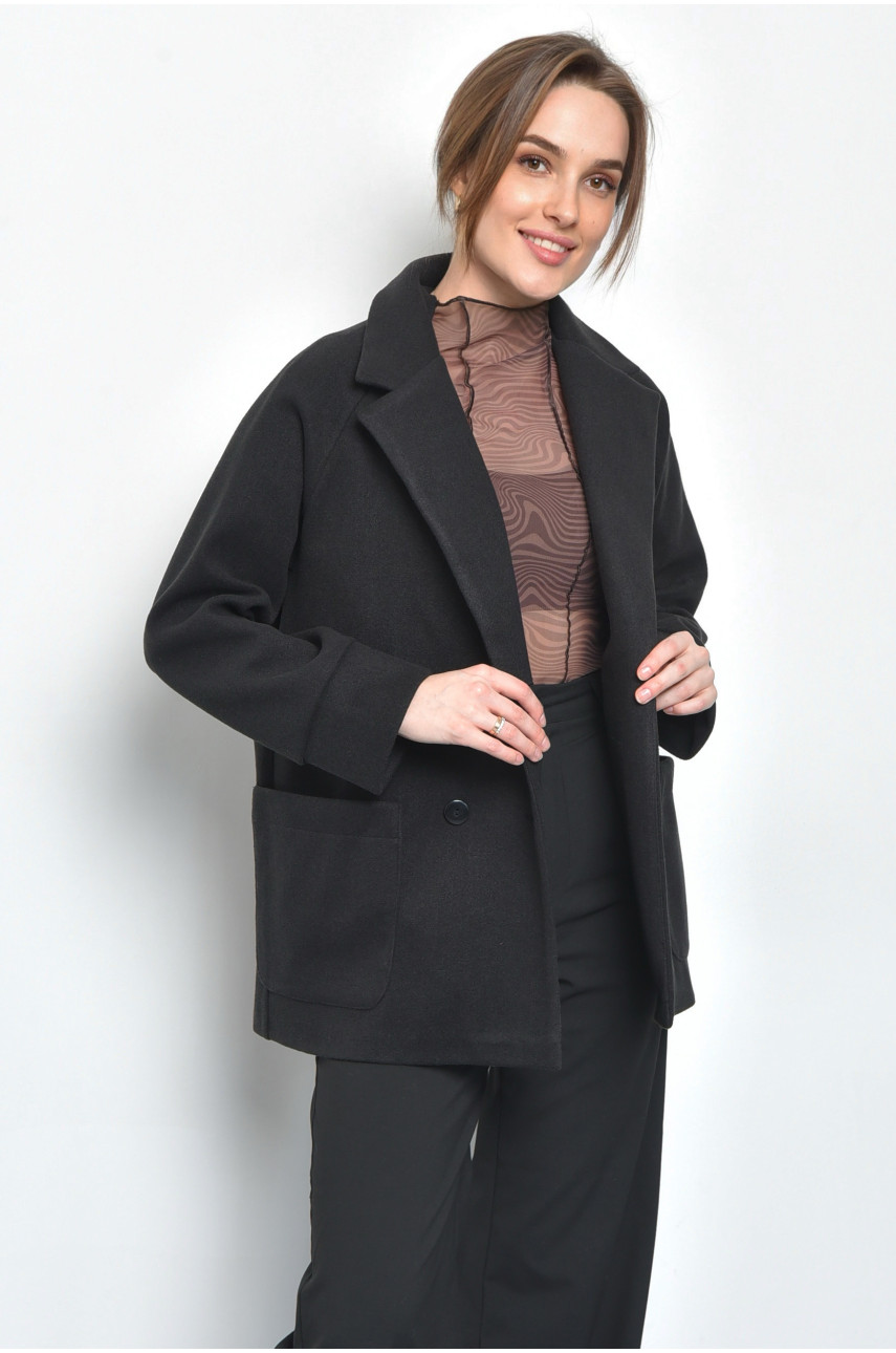 Пальто женское кашемировое черного цвета 528 168691