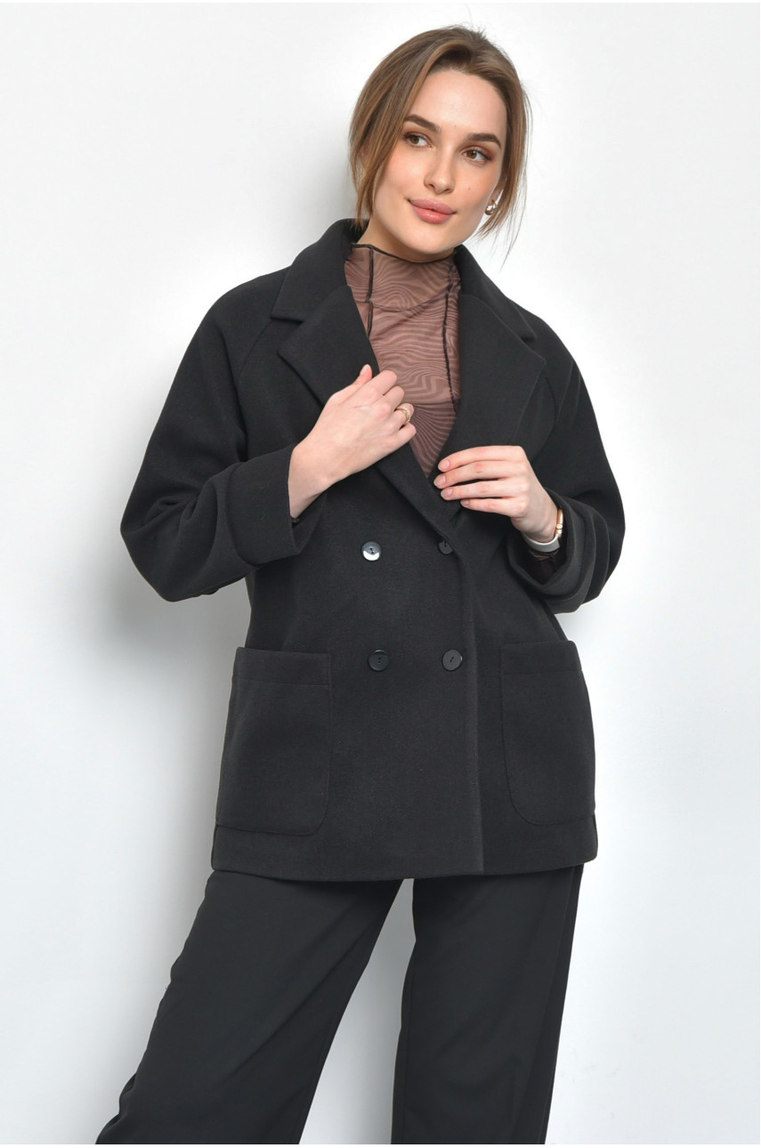 Пальто женское кашемировое черного цвета 528 168691