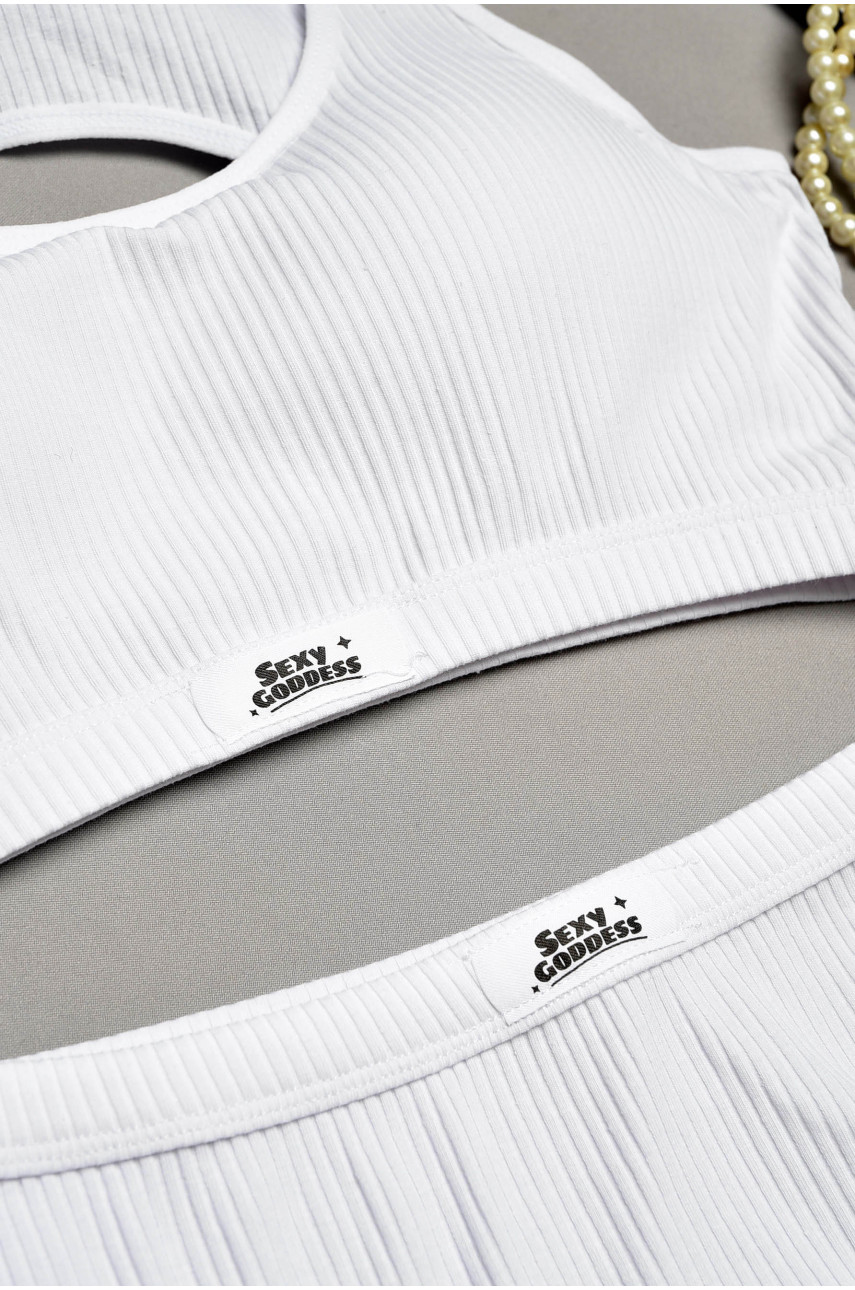 Комплект жіночий рубчик білого кольору чашка В 2301 168733